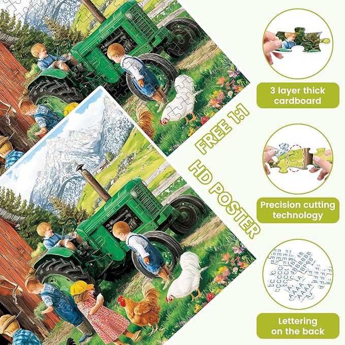 2-Pack 300 Pieces Puzzles for Adults, Happy Friendship Farm Puzzles 300 Pieces Warmth Childhood Scene Jigsaw Puzzles for Adults, Challenging Family Puzzle Colorful Activity Game Gift 20.5 X 15 in