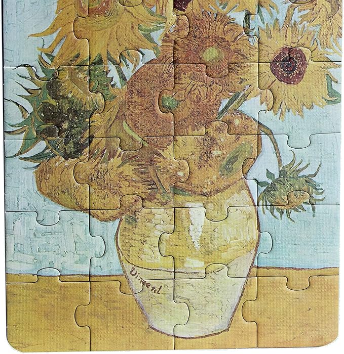 24 Pieces Twelve Sunflowers Puzzle, Toddler Artist Puzzles for Kids Ages 3-5, 4-8 Easy-an Intellectual Decompression Entertainment Game and Preschool Educational Learning Toys