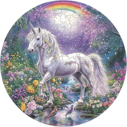 Wooden Puzzles for Adults - 200 Pieces Wooden Puzzle Fantasy Unicorn - Unique Animal Shape Wood Cut Puzzles - Eco-Friendly Home Office Decor (M-11.4 * 11.3in)