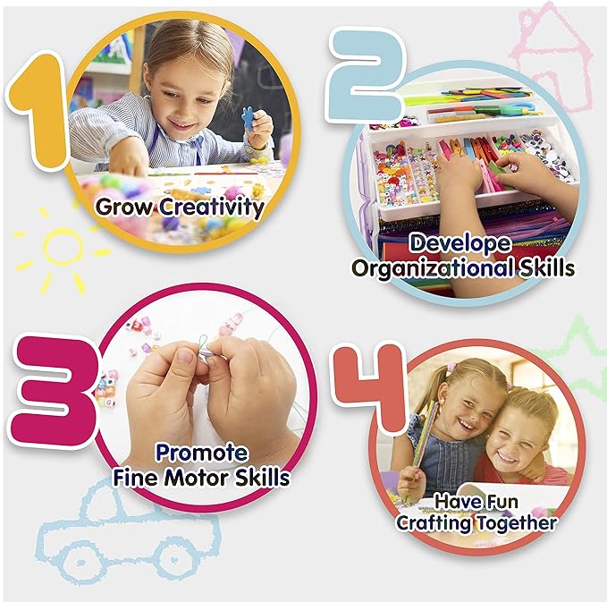 Olly Kids Craft Kits Library in a Plastic Craft Box Organizer- Craft and Art Supplies for Kids Ages 4 5 6 7 8 9 10 11 &12 Year Old Boys & Girls