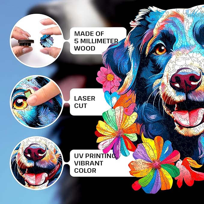 ESC WELT Wooden Dog Puzzle 500 Pieces - Captivating Mind Entertainment for Teens and Adults - Fun and Environmentally Friendly Toy - Challenging Jigsaw Game - Wooden Puzzle