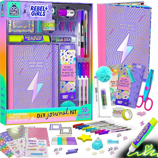PURPLE LADYBUG Rebel Girls DIY Journal Kit - 50+ Crafting Accessories, Journaling Kit for Girls Ages 8-12, Ideal Birthday Gift for 8-12 Teens and Tweens, Empowering Creativity & Self-Expression