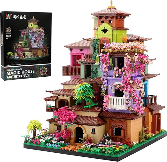 Architecture Cherry Blossom Villa Tree House Micro Building Blocks Set for Girls 14+ 7080PCS, Flower House Creative Collectible Models Gift for Adults