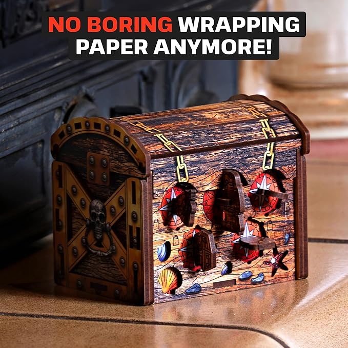 ESC WELT Art Pirate's Treasure Chest Puzzle Box - Escape Room in a Box - Nautical-Themed Brainteaser - 3D Puzzle Game for Adults & Kids - Unique Wooden Puzzle Box - Perfect for Family Fun and Gifts