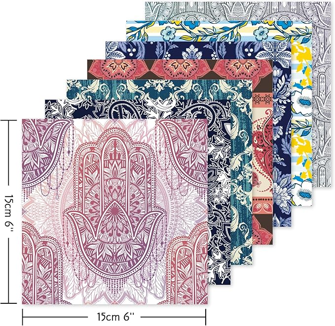Origami 6x6 Paper Kit 150 Sheets 150 Vivid Colors Double Sided Same Printed Traditional Patterns Square for Arts Crafts Projects Japan Traditional Chiyo.Texture