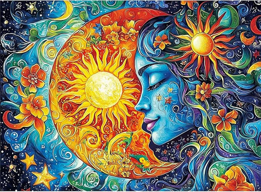 300 Piece Puzzles for Adults,Cool Solar and MoonPuzzle for Adults Kids Seniors,Recycled Cardboard Unique Flowers Puzzle 300 Piece,Challenging Family Game Great Gift for Family Friends,20.5 x 15 in