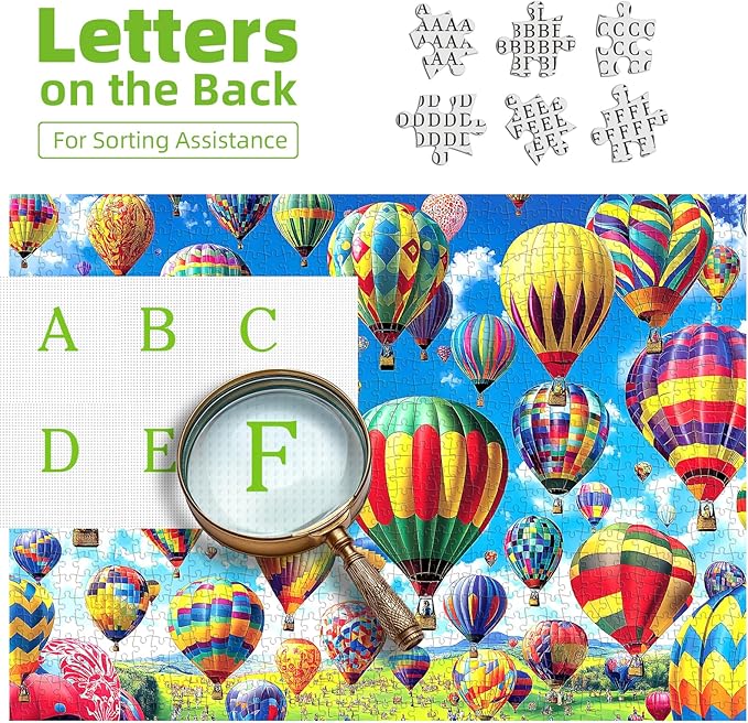 Blueforest 1000 Piece Puzzle for Adults - Hot Air Balloons Vibrant Landscape | Challenging Jigsaw Wall Art Gift with Poster, 27.5x19.7 Inches