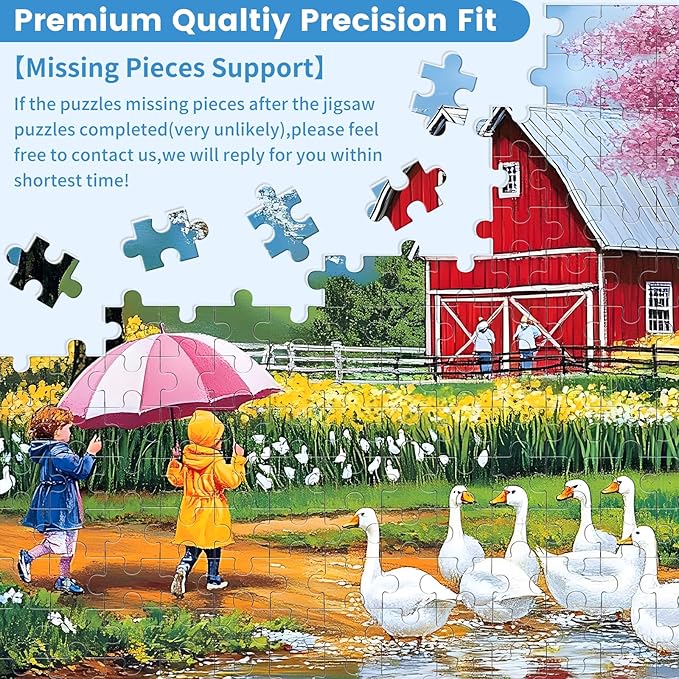 500 Pieces Jigsaw Puzzles for Adults, Farm Animal Puzzle for Adults Children Seniors, Children Playing on Rainy Puzzle 500 Pieces, Gift for Birthday, Home Decor, Fun for Family(20.5 * 15 in)