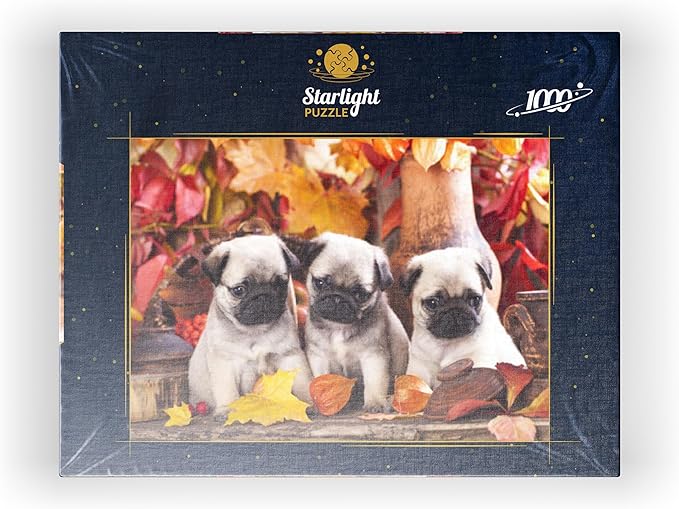 MyPuzzle Pug Puppies - Premium 1000 Piece Jigsaw Puzzle - Made in USA