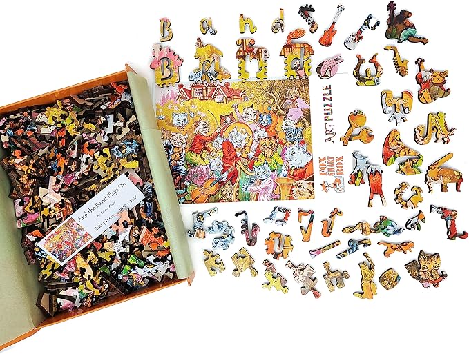 Wooden Puzzle for Adults - Uniquely Shaped Pieces - Made in The USA by FoxSmartBox - 235 Pieces - and The Band Plays on!