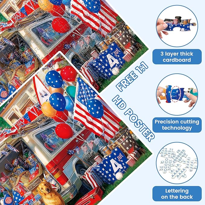 300 Piece Puzzles for Adults, American Football-Themed Jigsaw Puzzles, Backyard Tailgate Party with Dog and Van 300 Piece Puzzle, Ideal Home Decor Gift for Adults Kids Seniors, 20.5×15 in