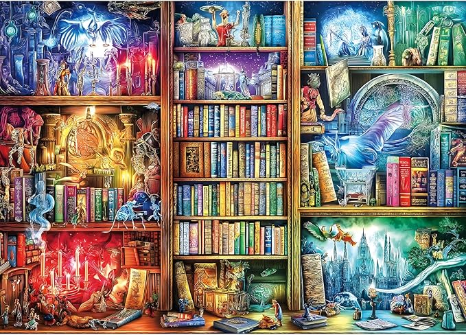 Fantasy Books Puzzles for Adults 1000 Pieces Magic Library Wonderland Puzzle for Adults Hard Colorful Jigsaw Puzzles 1000 Pieces Challenging Family Puzzle Size is (26.75 x 19.75)