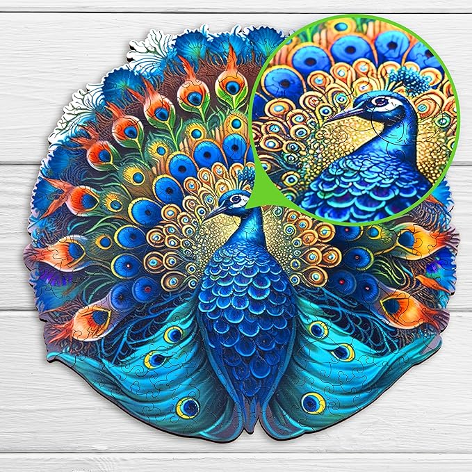 ESC WELT Wooden Peacock Puzzles 500 Pieces Captivating Mind Game for Teens and Adults Educational Toy Fun Eco Friendly Challenge Game Wooden Puzzle