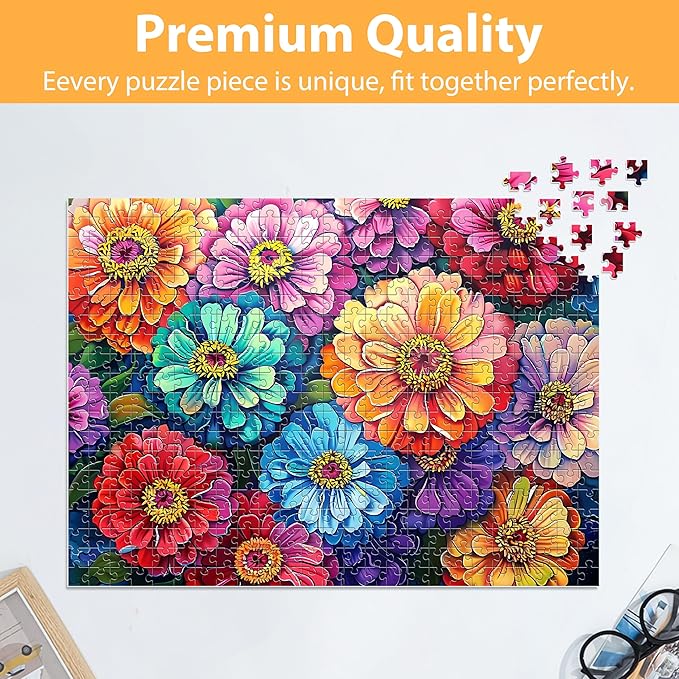 500 Piece Puzzle for Adults Puzzle Flowers, Recycled Cardboar Jigsaw Puzzles 500 Pieces Children Elderly, Family Activity Game Great Gift for Mom Dad Friend Difficult Puzzles Size 20.5 x 15 inches