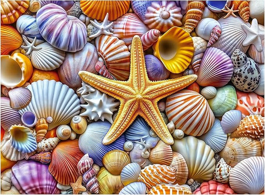 ALL4JIG Starfish Fun Jigsaw Puzzles for Adults and Kids, 500 Pieces, 19" x 14", Christmas Secret Santa Gift, White Elephant Gifts, Number Partitioned for Easy Solving