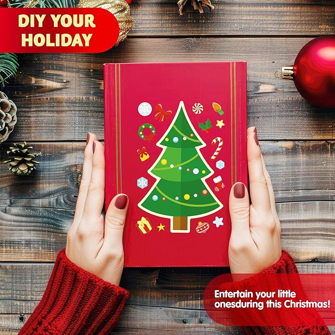 JOYIN 24 Pcs Christmas Tree Stickers, Make Your Own Christmas Tree Green Stickers Sheets, Party Favors for Kids Xmas Party Supplies, Classroom Games, Stocking Stuffers Holiday Presents