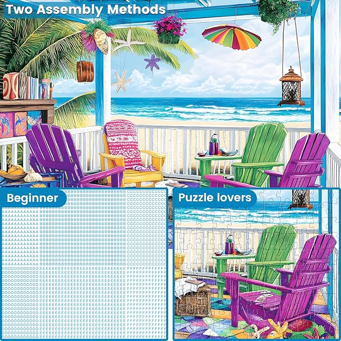 300 Piece Puzzle for Adults,Jigsaw Puzzles 300 Pieces Seaside Scenery Puzzle for Kids Adult Senior Beach Jigsaw Puzzle for Adults 300 Pieces Challenging Puzzles Family Activity Game Nights Gifts