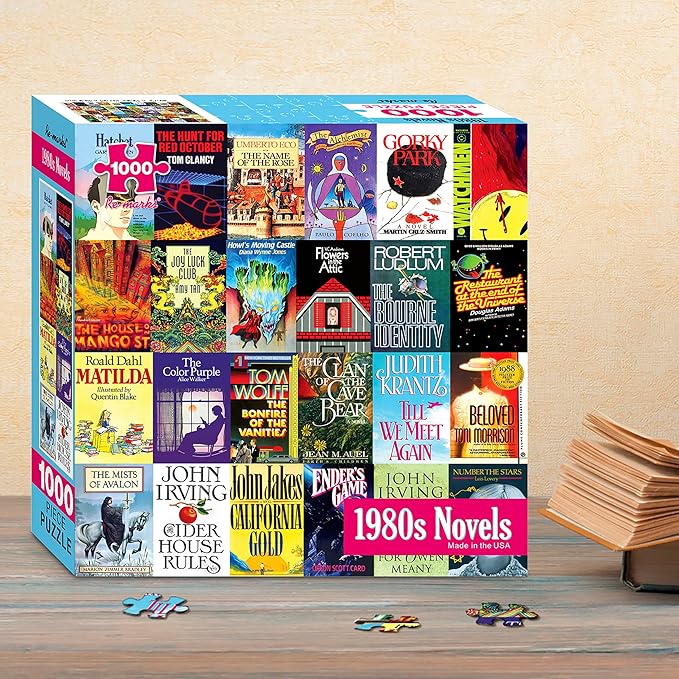 Re-marks 1980s Novels Collage Puzzle, 1,000-Piece Literary Jigsaw Puzzle for All Ages