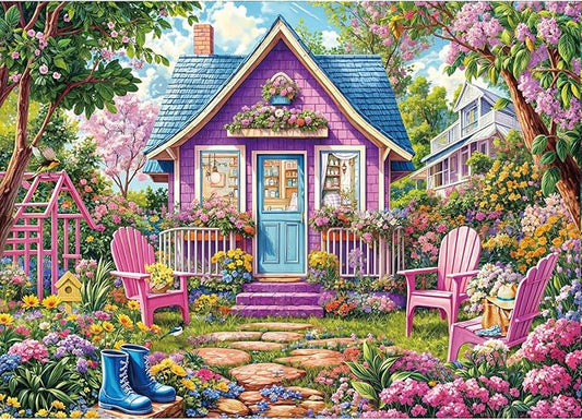 Jigsaw Puzzles for Adults 1000 Pieces, Interlock Perfectly Letter on Back No Dust, Home Decor Birthday Party Gift Toy for Men Women Elders Seniors, 1:1 Poster - Pink Flower Room