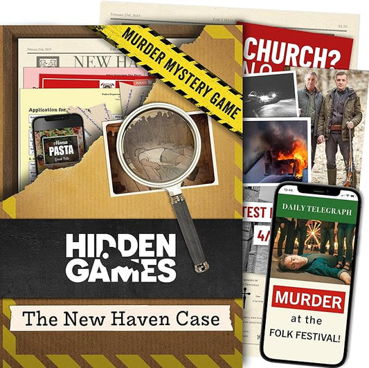 Hidden Games Murder Mystery Game – Solve a Crime at a Folk Festival – Cold Case Detective Investigation with 30+ Clues – Board Game for Teens, Adults, Couples & Groups - The New Heaven
