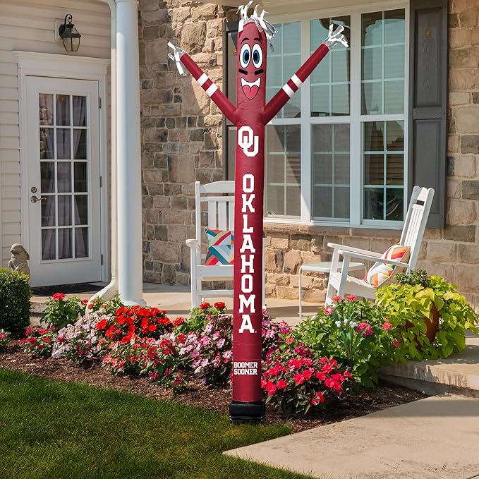 NCAA Oklahoma Sooners Football Wacky Waving Inflatable Tube Guy with LED Lights & Built-in Blower - 6" x 36" x 96" Inflatable Tube Man Crazy Sports Fan Outdoor Party Decoration