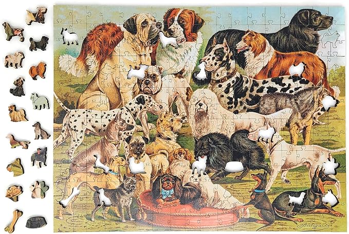 Wooden Jigsаw Puzzle for Adults - Uniquely Shaped Pieces - Made in The USA by FoxSmartBox - 306 Pieces - Furry Friends