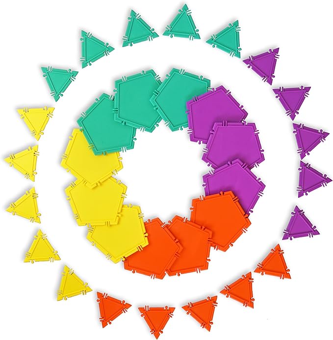 3D Building Set for Learning Math, Includes Many Online Activities, 32-pc, Made in USA (Pentagon/Triangle)