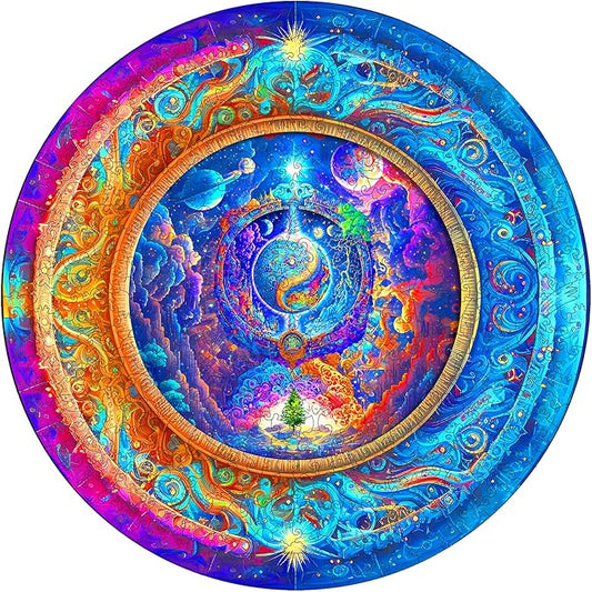 Mys Aurora 500 Piece Puzzles for Adults Mandala Unique Shape Premium Jigsaw Wooden Brain Teaser Puzzles, Beautiful Package, Best Gift for Adults Family Games