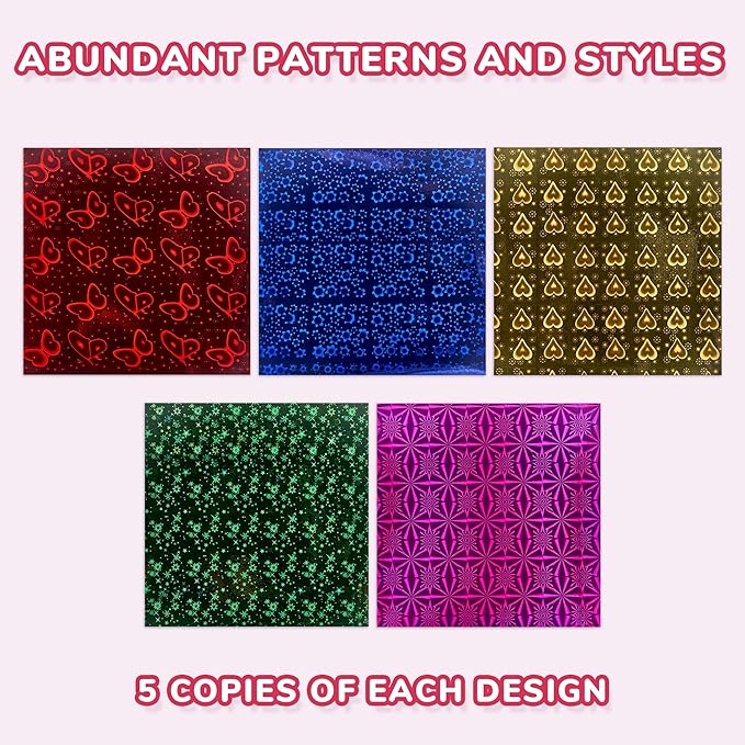 Iridescent Laser Origami Paper - 50 Sheets 6x6 Inch - holographic Double Sided Shimmer Paper for Eye-Catching Crafts, Ideal for Scrapbooking, Card Making and DIY Crafts