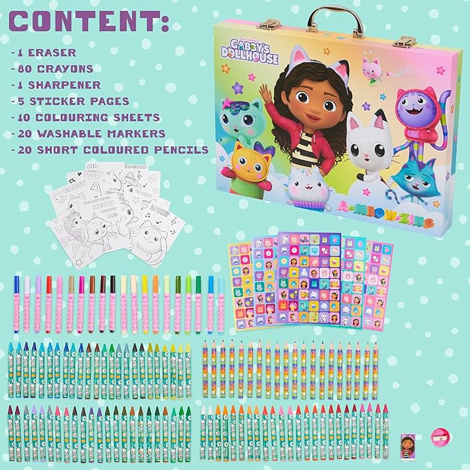 Gabby's Dollhouse Kids Art Set - Multicolor Drawing Kit with Travel Case