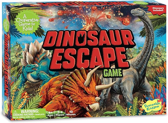 Peaceable Kingdom Dinosaur Escape Cooperative Memory Game of Logic and Luck for 2 to 4 Kids Ages 4+