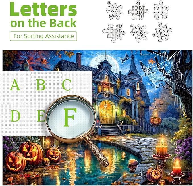 Halloween Haunted House Jigsaw Puzzle 1000 Pieces for Adults Spooky Horror Night Scene Ghosts Challenging Gothic Scary House Puzzle for Game Night & Home Decor(27.6"x19.7")