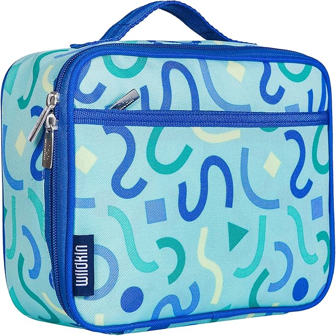 Wildkin Kids Insulated Lunch Box – Durable and Reusable for School & Travel - Confetti Blue