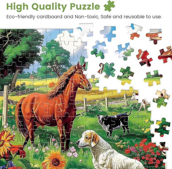 300 Piece Puzzles for Adults,Dogs and Horses Large Piece Jigsaw Puzzle for Adults Kids Seniors,Recycled Cardboard Dogs Puzzle 300 Piece,Family Activity Great Gift for Family Friends 20.5 * 15 in