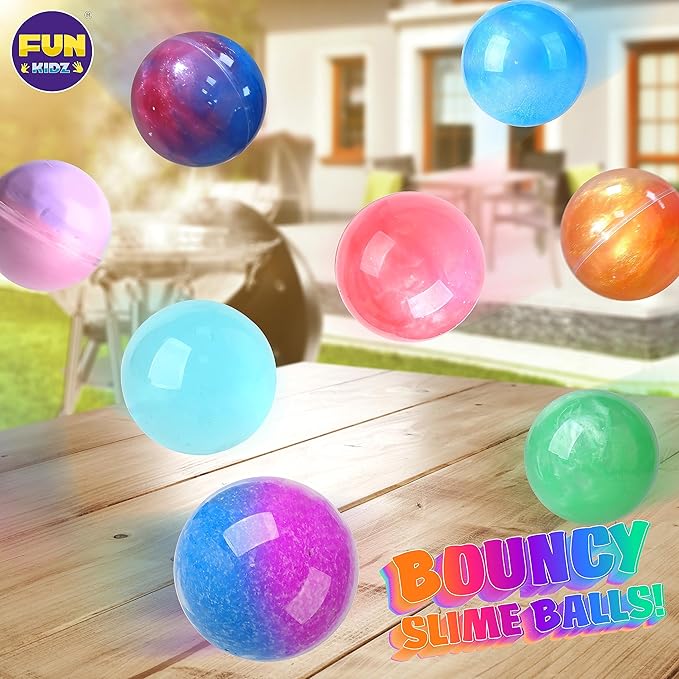 Big 25 Variety Slime Balls Party Favors for Kids, FunKidz 5.5cm Ball Size Bulk Premade Slime Pack Toys for Boys Girls 6-12 with Galaxy, Butter, Cloud, Unicorn, Mermaid, Glow, Clear Slimes