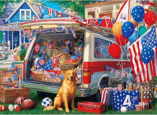 300 Piece Puzzles for Adults, American Football-Themed Jigsaw Puzzles, Backyard Tailgate Party with Dog and Van 300 Piece Puzzle, Ideal Home Decor Gift for Adults Kids Seniors, 20.5×15 in