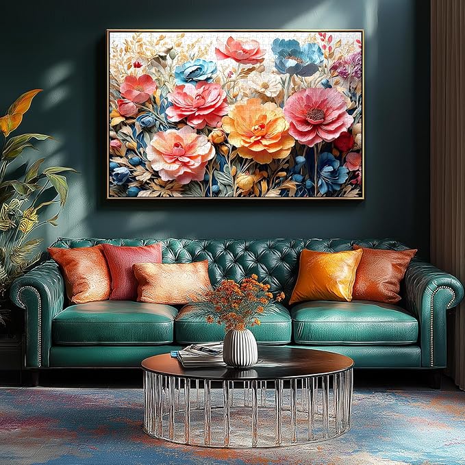Floral Garden 1000 Piece Jigsaw Puzzle for Adults Vintage Botanical Art Colorful Flowers Challenging Adult Puzzle with Poster Challenging Puzzle 27.6x19.7 Inch Art Puzzle