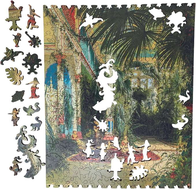 Wooden Puzzle for Adults - Uniquely Shaped Pieces - Made in The USA by FoxSmartBox - 282 Pieces - Palm House