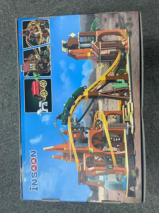 Western Roller Coaster Building Set, Rollercoaster Building Toy with Mine Train, Lifting Chain Drive, Carriage, 1270PCS Mining Coaster Model Playset Gift for Adults Teens Kids Boys Girls 10-12+