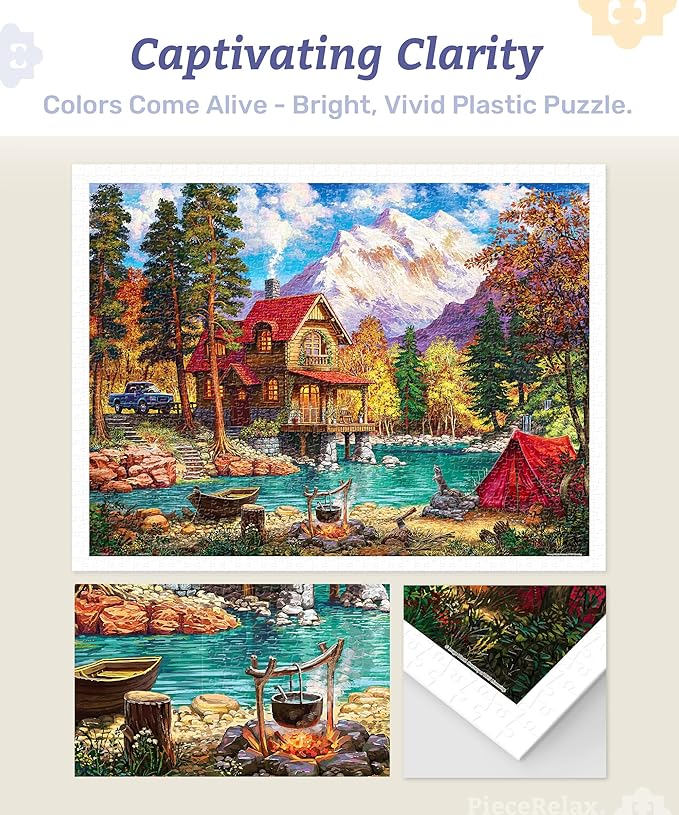 PieceRelax Plastic Jigsaw Puzzles for Adults 1200 Pieces - Image World - Forest Therapy Most Satisfying Table Games and Gifts No Puzzle Mat Required [H3568]