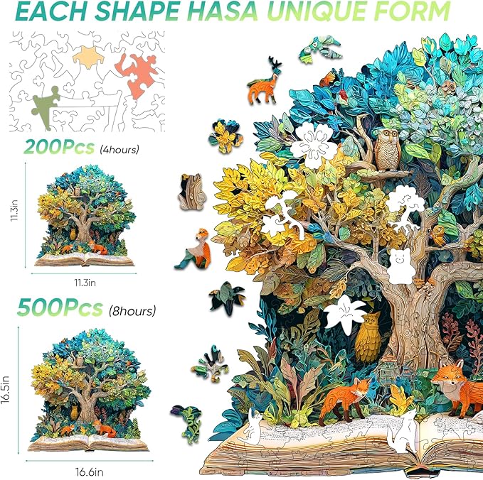 Wooden Puzzles for Adults 500 Pieces, Tree of Life Wooden Jigsaw Puzzles, Unique Shaped Puzzle Gift for Adults and Kids on Birthday, Challenging Family Puzzle Games(16.5“*16.6")