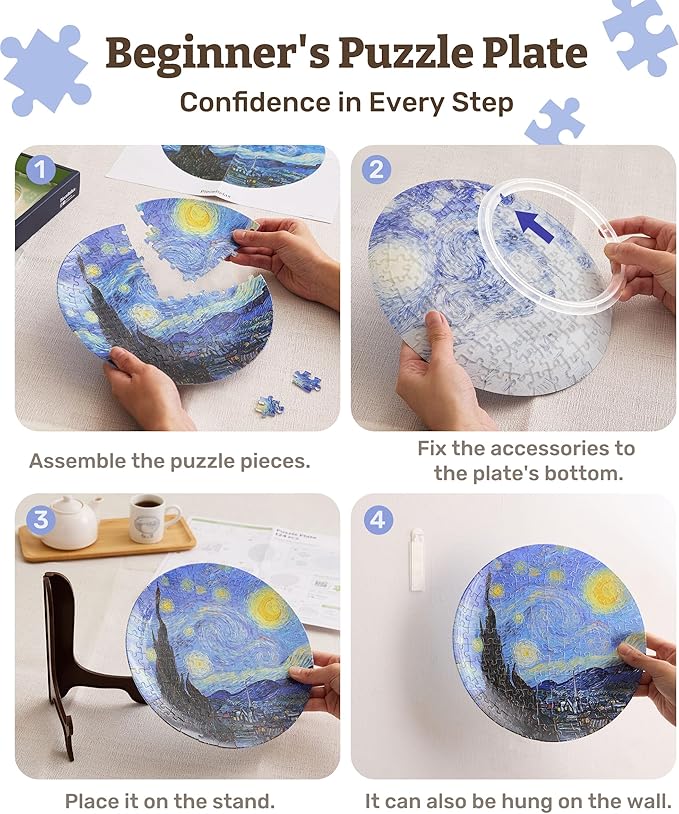 3D Puzzle Plate 124 Pieces - Peony Blossom Elegance - Jigsaw Puzzle for Adults, Decorative Plate with Durable Plastic Pieces, Ideal Gift for Home or Office Décor [PL1008]