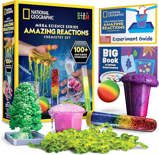 National Geographic Amazing Chemistry Set - Chemistry Kit with 45 Science Experiments Including Crystal Growing and Reactions, Science Kit for Kids, STEM Gift for Boys and Girls (Amazon Exclusive)