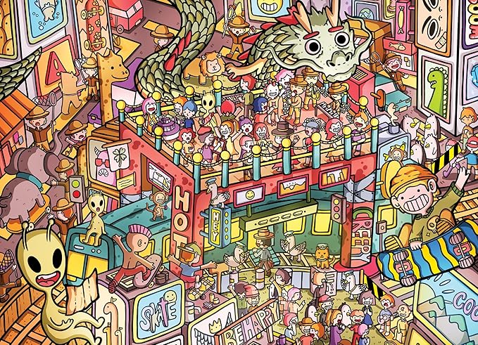 Cross & Glory - Metropolitan Mayhem: A Cartoon Cosmopolis - 1000 Piece Jigsaw Puzzle for Adults & Kids 12+ | Challenging & Colorful Whimsical City Scene