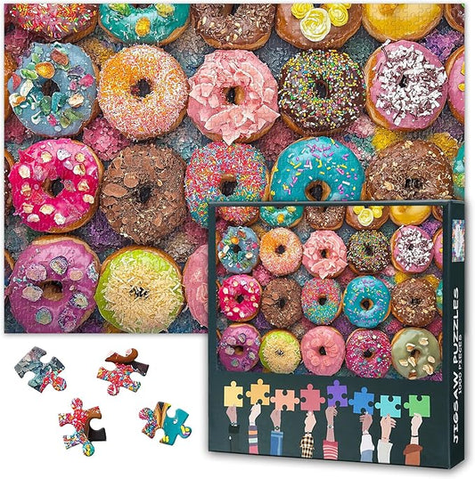 1000 Piece Puzzle for Adults - Colorful Glazed Donuts & Sweet Desserts, Vibrant Jigsaw Puzzle with Artistic Donut Art, Premium Adult Puzzles 1000 Pieces - 27.5x19.7 in