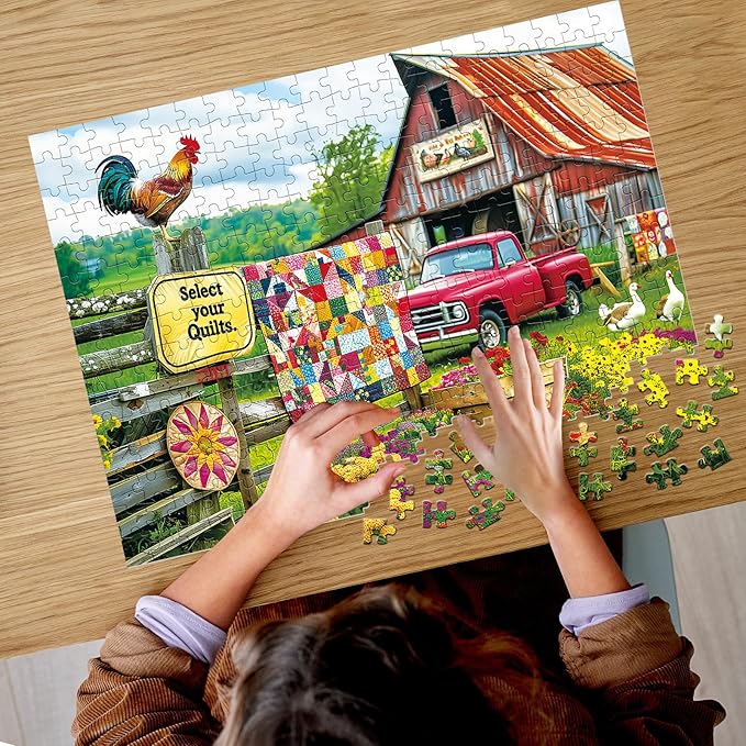 300 Pieces Puzzle for Adults,Fun Country Life Farm Puzzle,Recycled Cardboard Animals Jigsaw Puzzles 300 Piece,Challenging Game Home Decor Birthday Party Gift Toy for Adults Kids Seniors 20.5*15 inch