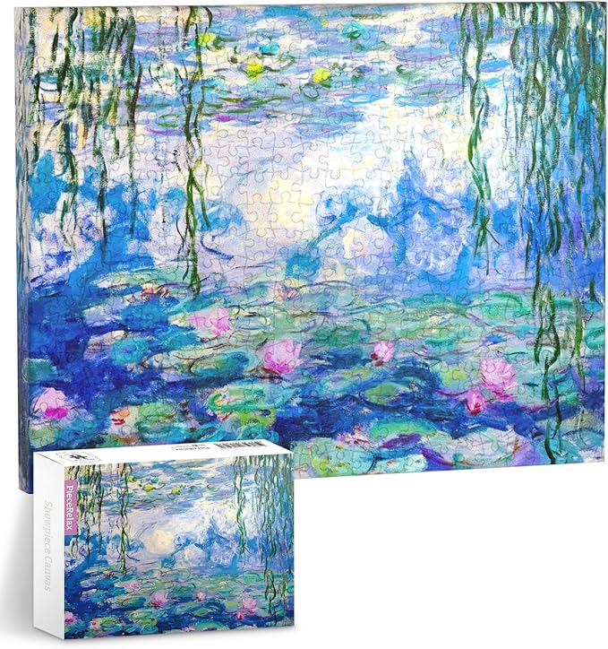PieceRelax Puzzle Canvas Wall Art 366 Plastic Pieces for Adults - Monet - Water Lilies - Unique Gift & Home Décor with Jigsaw Puzzle Artwork for Living Room Bedroom [HN1431]