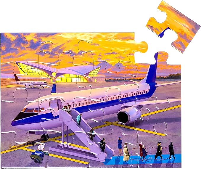 Large Piece Jigsaw Puzzle – Easy & Colorful, Dementia & Memory Activities for Seniors, Elderly Gifts, 16 Pieces, Golden Travel