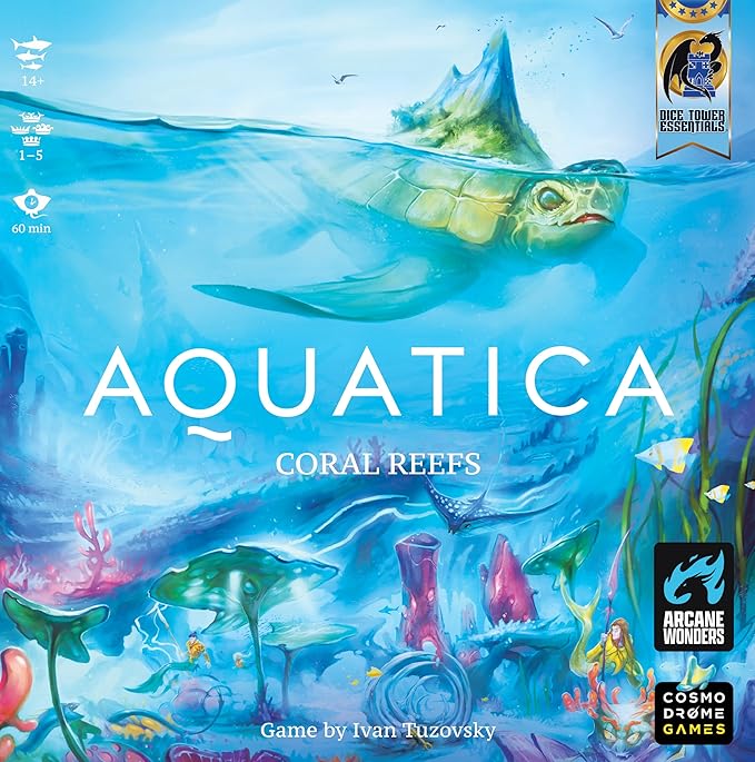 Arcane Wonders Aquatica Coral Reef Expansion Board Card Game - New Underwater Creatures Encounters - 1 to 5 Players Ages 14+ 60 Minutes - Enhance Your Aquatica Experience