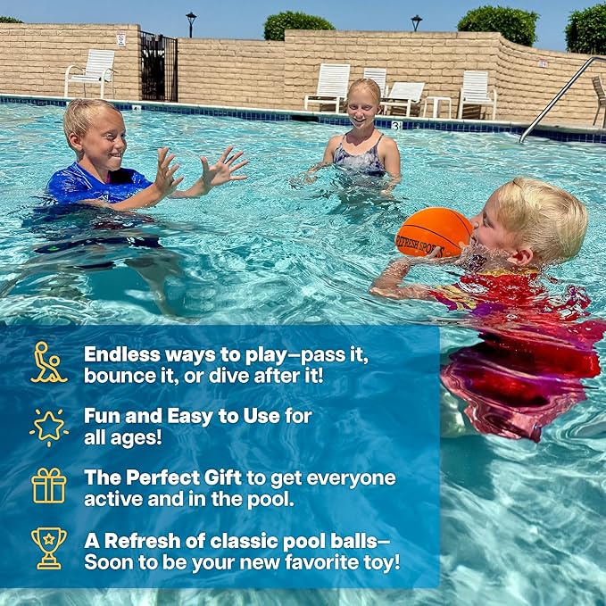 Aqua Dive Pool Ball Basketball - Best Underwater Pool Toys For Kids & Teens - Fun Summer Water Toys & Beach Games for Boys & Girls - Watermelon Toy Gifts for Kids - Boy Gift for 8 9 10 11 12+ Year Old